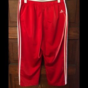 Adidas Red & White Crop Athletic Pant